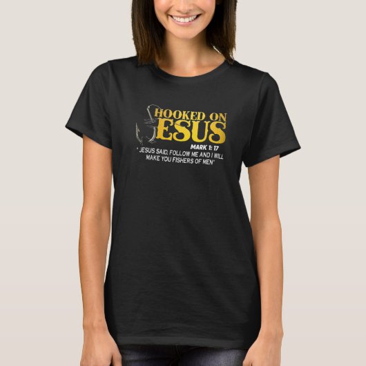 Auf Jesus Mark 1 17 gehorcht Jesus sagte, folgen S T-Shirt (Vorderseite)