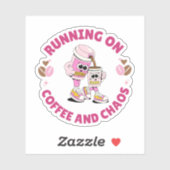 Auf Kaffee und Chaos laufend Sticker (Blatt)