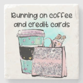 Auf Kaffee- und Kreditkarten laufen Steinuntersetzer (Vorderseite)