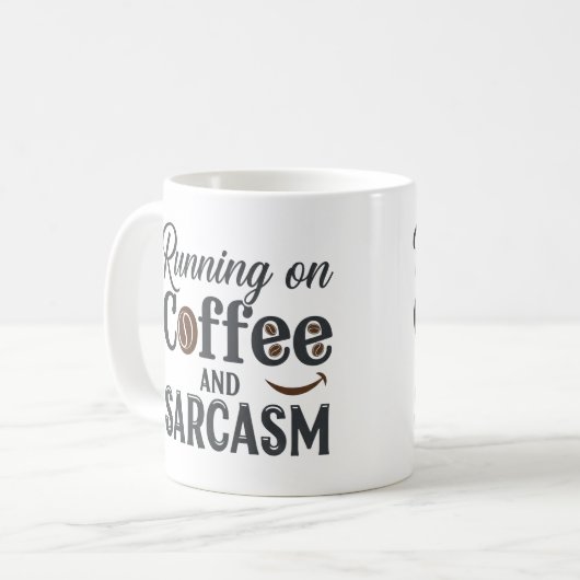 Auf Kaffee- und Sarcasm-Tasse laufen Kaffeetasse (Vorderseite Links)