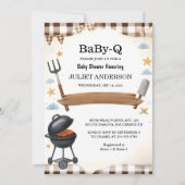 Auf Kariert Babyq Fun Food Steak Beef Grillen Baby Einladung (Vorderseite)