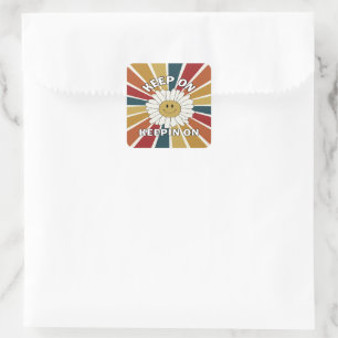 Auf Keepin auf Retro-Aufkleber behalten Quadratischer Aufkleber