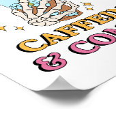 Auf Koffein und Commas laufen | Englischlehrerin Poster (Ecke)