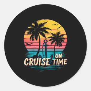 Auf Kreuzfahrt Retro Urlaub Reise Runder Aufkleber