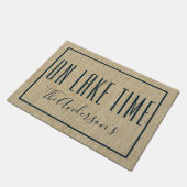 Auf Lake Time Personalisiert Burlap Look Doormat Fußmatte (Schrägansicht)