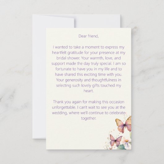 Auf Lebenszeit der Schmetterlinge Frühling Brautpa Dankeskarte (Rückseite)