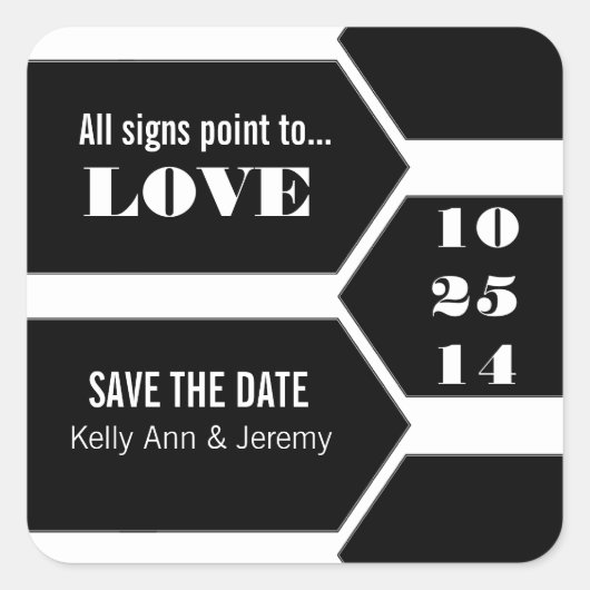 Auf Liebe zeigen Save the Date Aufkleber (Vorderseite)