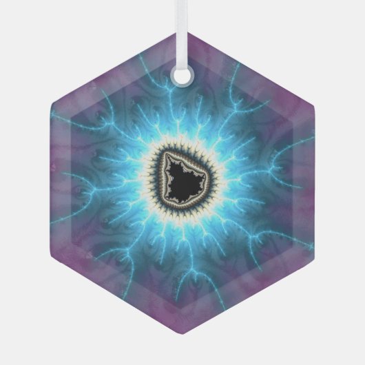 Auf Mandelbrot Shocking Fraktal Abstrakt schalten Ornament Aus Glas (Vorderseite)