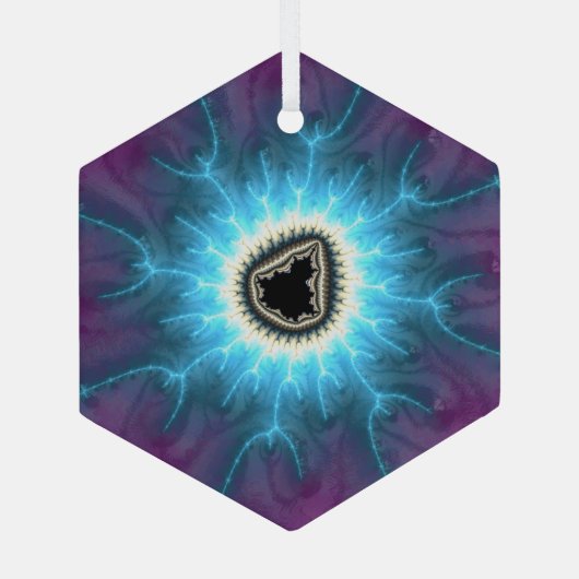 Auf Mandelbrot Shocking Fraktal Abstrakt schalten Ornament Aus Glas (Rückseite)