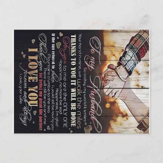 Auf mein Geschenk für den Ehemann | Schreiben an i Ankündigungspostkarte (Vorderseite)