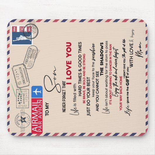 Auf mein Sohn Geschenk, Mama und Sohn, Liebe Brief Mousepad (Vorne)