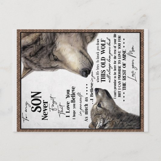 Auf mein Sohn Geschenk, Mama und Sohn, Liebe Brief Postkarte (Vorderseite)