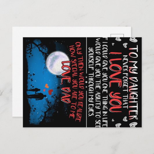 Auf mein Tochtergeschenk | Bestes Familiengeschenk Ankündigungspostkarte (Vorne/Hinten)