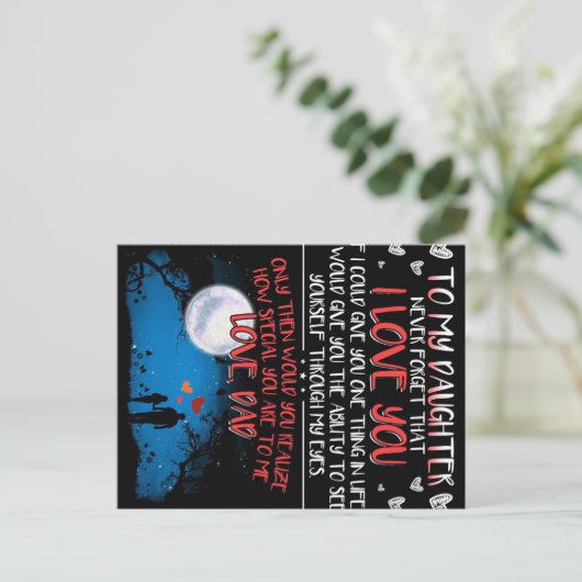 Auf mein Tochtergeschenk | Bestes Familiengeschenk Ankündigungspostkarte (Stehend Vorderseite)