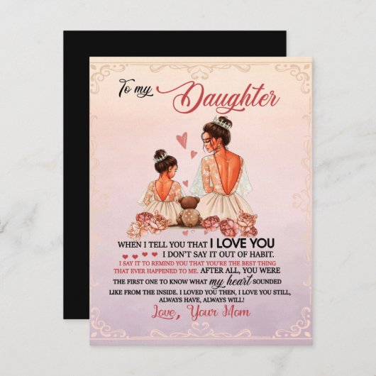 Auf mein Tochtergeschenk, meine Tochter und Mama,  Einladung (Vorne/Hinten)