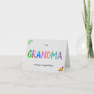 Auf meine GRANDMA Floral Bohemisch Happy Birthday  Karte