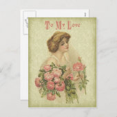 Auf meine Liebe Vintage Valentinerkarte Feiertagspostkarte (Vorne/Hinten)