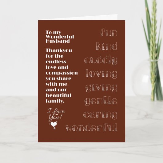 Auf meine wunderbare Ehemannskarte Karte (Vorderseite)