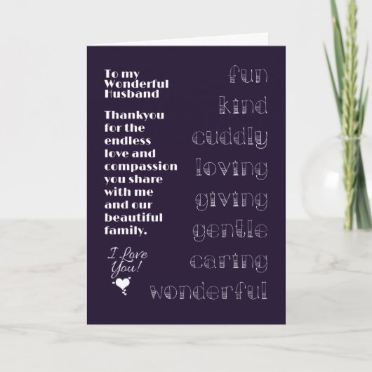 Auf meine wunderbare Ehemannskarte Karte (Vorderseite)