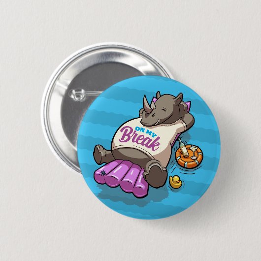 Auf meinem Bruch lustig entspannt Rhino Poolside C Button (Vorne & Hinten)