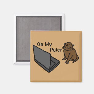 Auf meinem Computer Lustige Computer Braune Katze Magnet