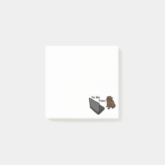 Auf meinem Computer Lustige Computer Braune Katze Post-it Klebezettel (Vorderseite)
