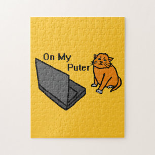 Auf meinem Computer Lustiges Computer Orange Katze Puzzle