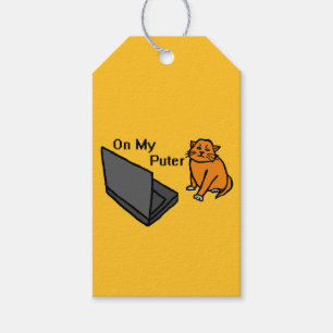 Auf meinem Computer Lustiges Orange Katze Meme Geschenkanhänger