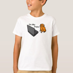 Auf meinem lustigen Computer Orange Katze Meme T-Shirt