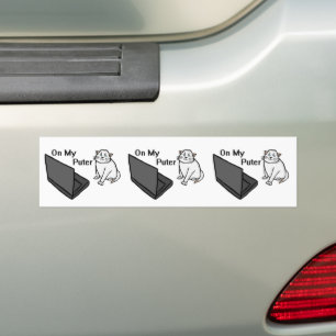 Auf meinem lustigen Computer Weiße Katzen-Meme Autoaufkleber
