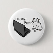 Auf meinem lustigen Computer Weiße Katzen-Meme Button (Vorderseite)