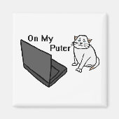 Auf meinem lustigen Computer Weiße Katzen-Meme Magnet (Vorne)