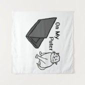 Auf meinem lustigen Computer Weiße Katzen-Meme Wandteppich (Vorderseite (Horizontal))