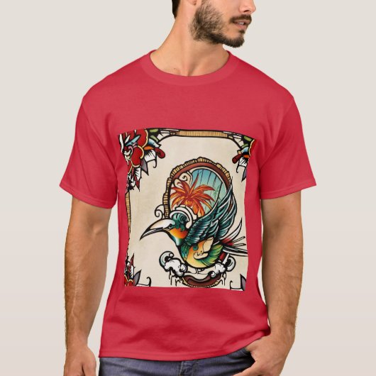 Auf meinem T - Shirt ist ein Vogelbild gemacht (Vorderseite)