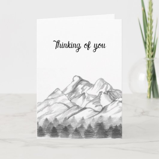 Auf Notizkarte skizzierte Berge mit Bleistift Karte (Vorderseite)
