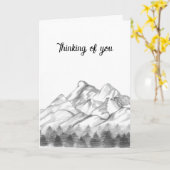 Auf Notizkarte skizzierte Berge mit Bleistift Karte (Gelbe Blume)
