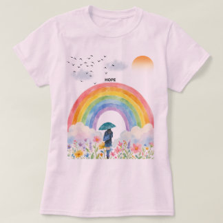 Auf Regenbögen zugehen – "HOPE" Aquarell-Illustrat T-Shirt