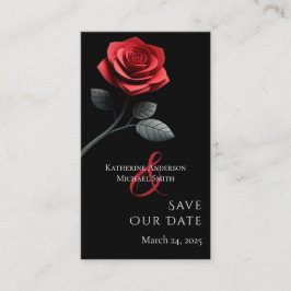 auf rote Rose Save the Date Visitenkarte