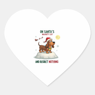 Auf Santas Weihnachts-Naughty-Liste Nichts bereuen Herz-Aufkleber