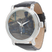 Auf Schiene - Vintager Dampfzug Armbanduhr (Schrägansicht)