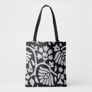 Auf schwarz abstrakte Pflanze und Blume Tasche