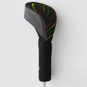 Auf schwarzem Fond zeigen sich die grünen und rote Golf Headcover (angewinkelt)