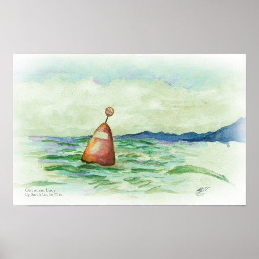 Auf See Buoy Aquarell Sketch drucken Poster (Vorne)