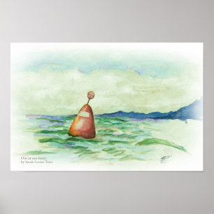 Auf See Buoy Aquarell Sketch drucken Poster