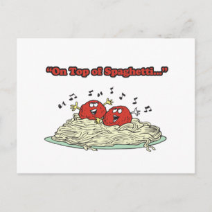 auf Spaghetti singende Fleischbällchen Postkarte