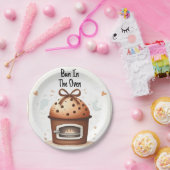 Auf Spaß Retro Boho Kuchen Bun in Oven Baby Dusche Pappteller (Party)