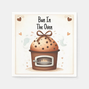 Auf Spaß Retro Boho Kuchen Bun in Oven Baby Dusche Serviette