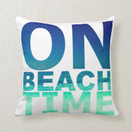Auf Strand-Zeit-Blau u. Türkis-Typografie-Kissen Kissen