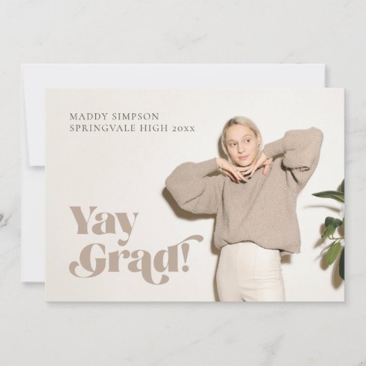 Auf Trend Minimalistischer neutraler Foto-Abschlus Ankündigung (Vorderseite)