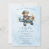 Auf und ab! Airplane Teddy Bear Baby Dusche Einladung (Vorderseite)